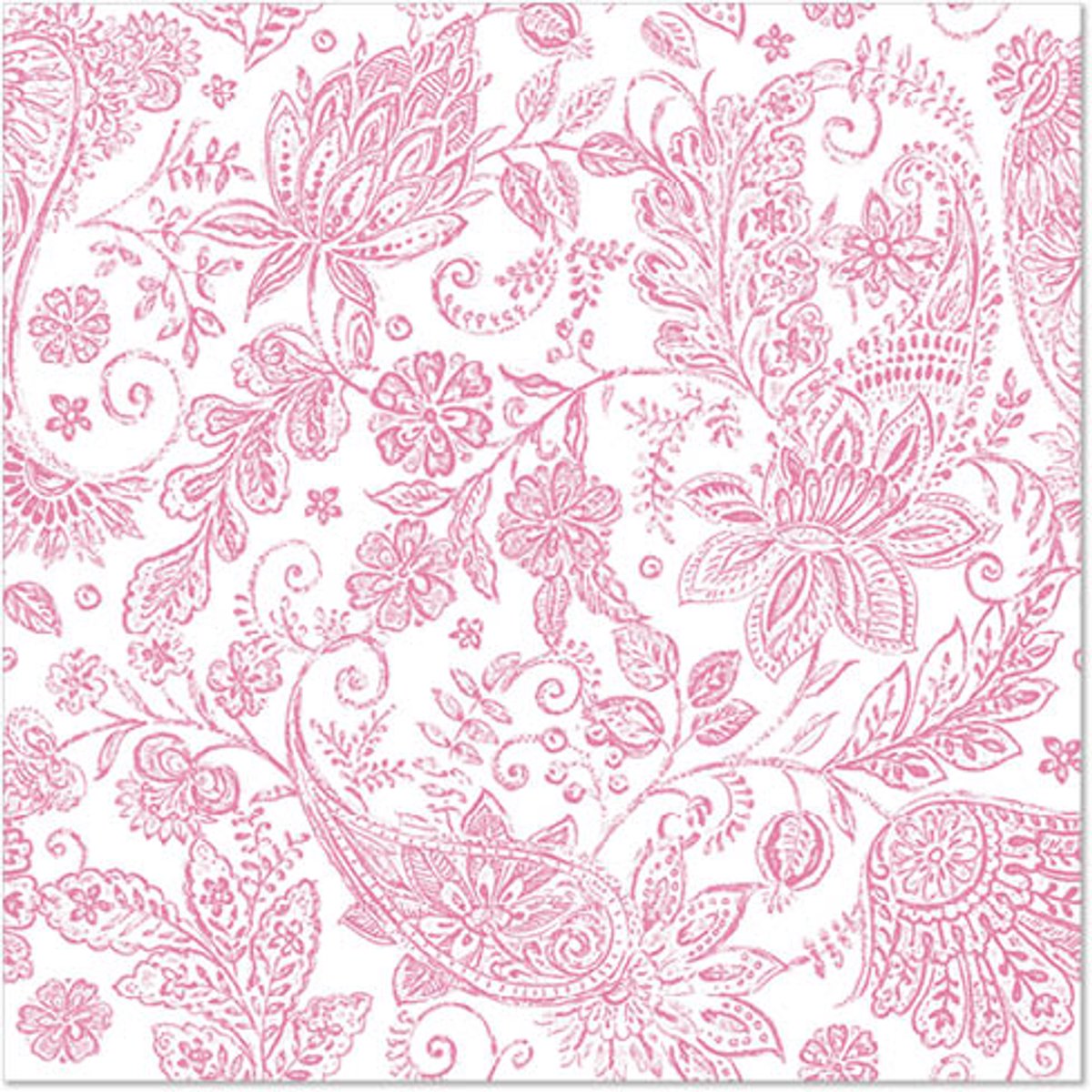 5x 50 Servetten ROYAL Collection 1/4 vouw 40 cm x 40 cm fuchsia Paisley
