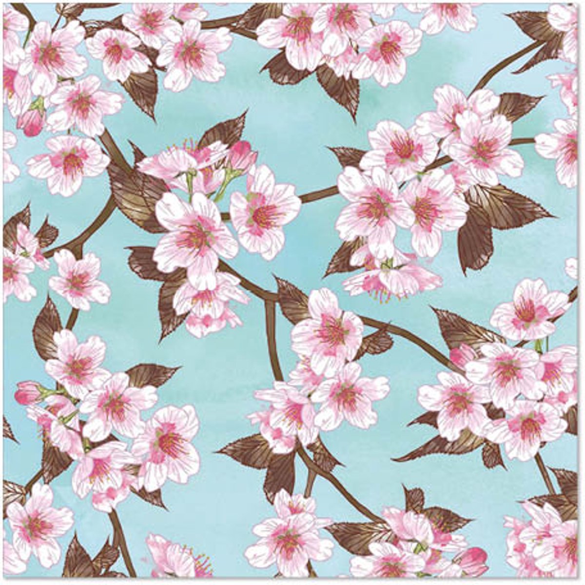 10x 20 Servetten 3-laags 1/4 vouw 33 cm x 33 cm Cherry Blossoms