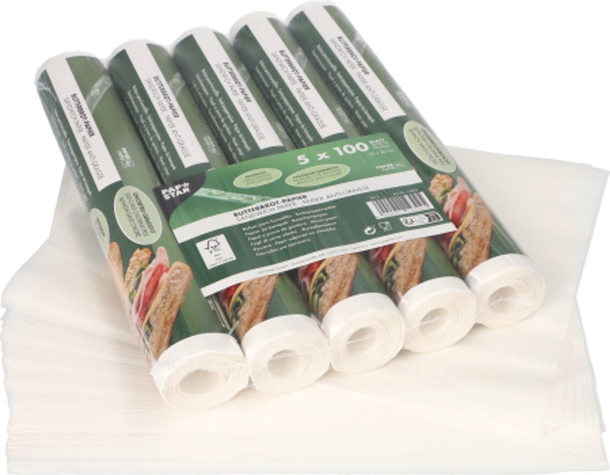 10x 500 Blad Boterhampapier 25 cm x 30 cm wit