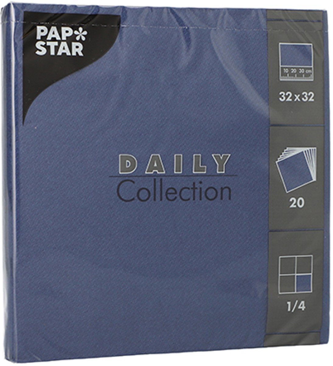 15x 20 Servetten DAILY Collection 1/4 vouw 32 cm x 32 cm donkerblauw
