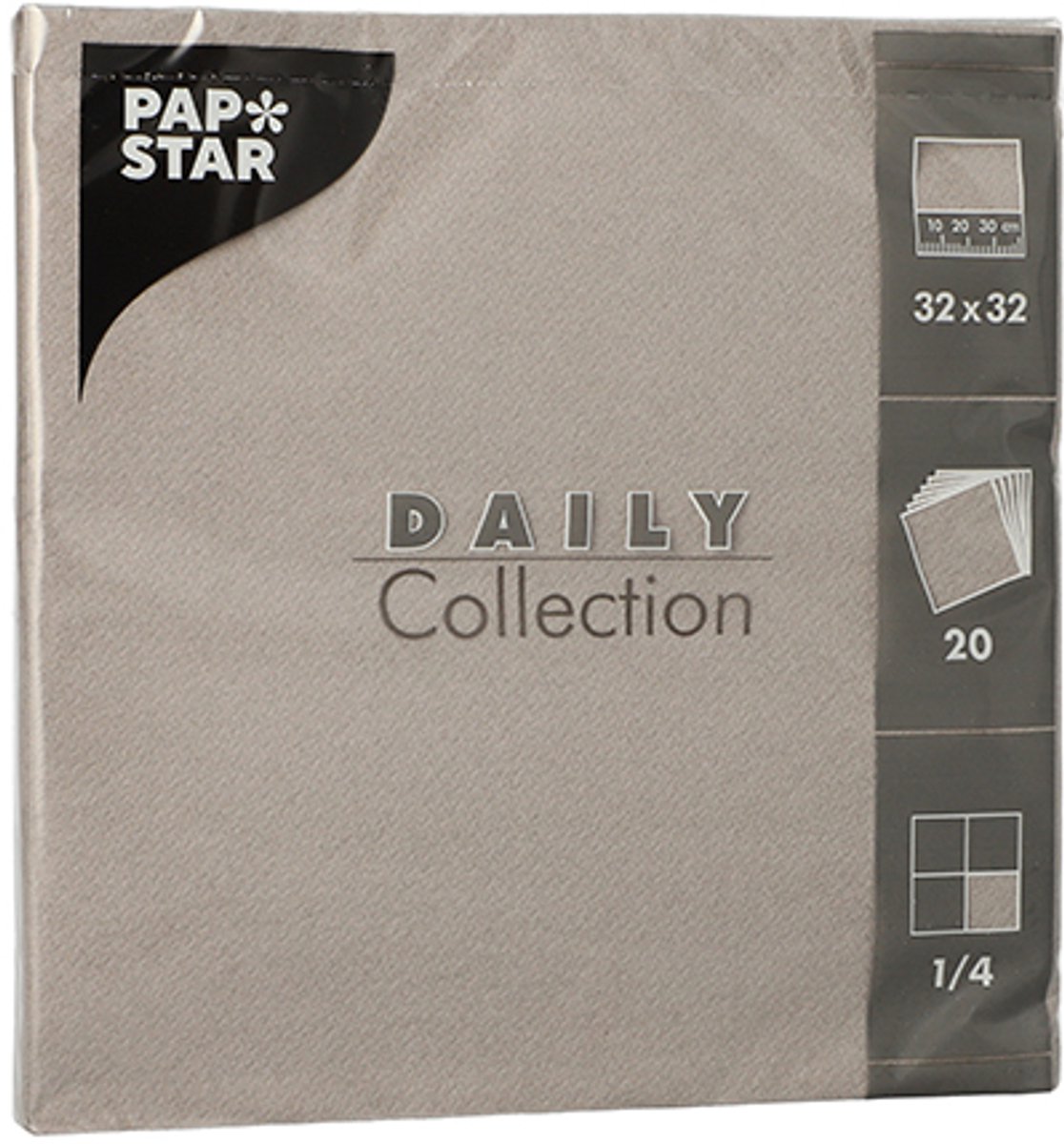 15x 20 Servetten DAILY Collection 1/4 vouw 32 cm x 32 cm grijs