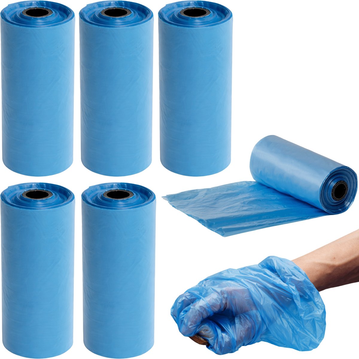 Peluvio Tappy Poepzakjes voor Honden – Navulling voor Dispenser – 5 Rollen 100 Stuks – Grote Afmeting 30 x 22 cm – Perforatie voor Makkelijk Scheuren – PE Materiaal