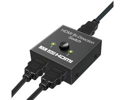 HDMI Switch - 4K Ultra HD - 3D - Plug & Play - Incl. HDMI Kabel - Bidirectionele HDMI-switch 2 in 1 uit / 1 in 2 uit - Universeel - voor PS5/4 Fire Stick/Xbox/HDTV - Zwart