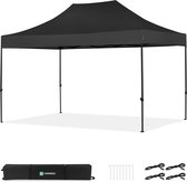 VONROC Partytent - 3x4.5 m – Premium easy-up Partytent – Modulair ontwerp - Opvouwbaar – Waterdicht – Stalen Frame - 50+ UV Bescherming - Incl. Opbergtas - Zwart
