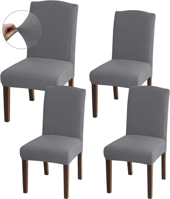 4 Stuks - stoelhoezen eetkamerstoelen - stoelhoezen - stoelhoezen buiten - stoelhoezen grijs - eetkamer stoelhoezen - eetkamer stoelhoezen 4 - eetkamer stoel hoes - zetelhoes - stoel beschermers - Lichtgrijs
