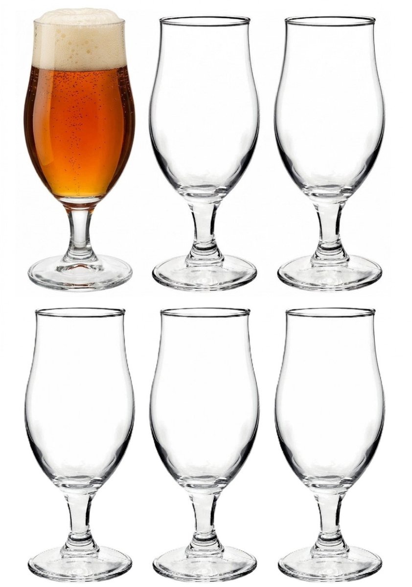 Cosy & Trendy speciaalbier glazen - set 6x stuks - 375 ml - tulpvormige bierglazen op voet