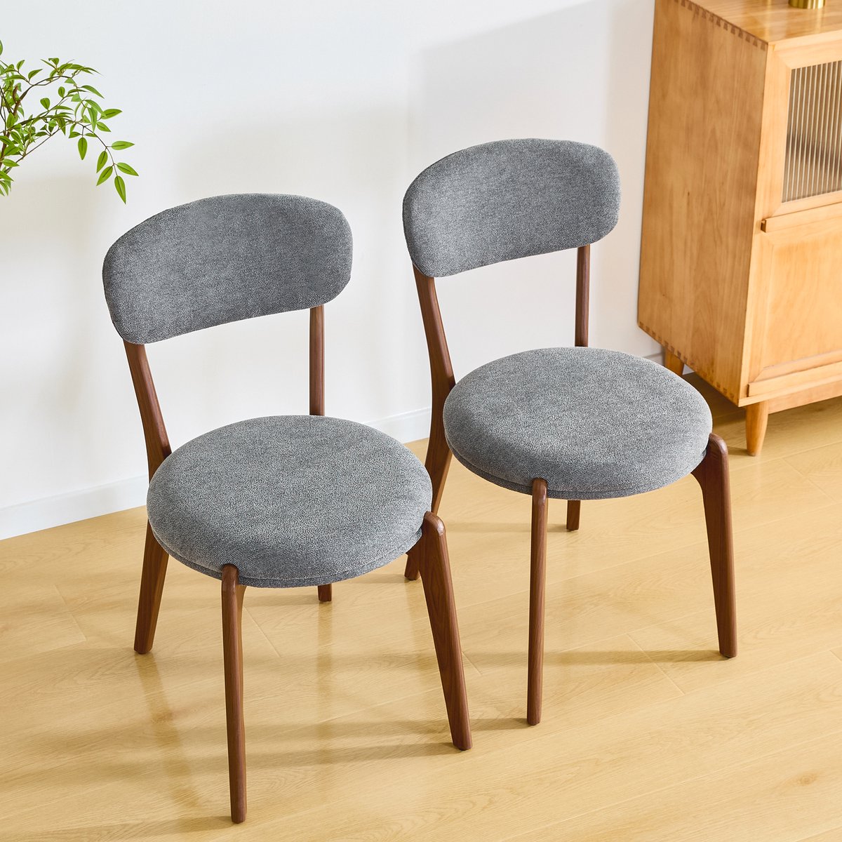 STILVORA Eetkamerstoelen Set Van 2 - Comfortabele Zitting - Voor Eetkamer, Keuken En Hal - Linnen - 55,5x48,5x84 Cm - Grijs
