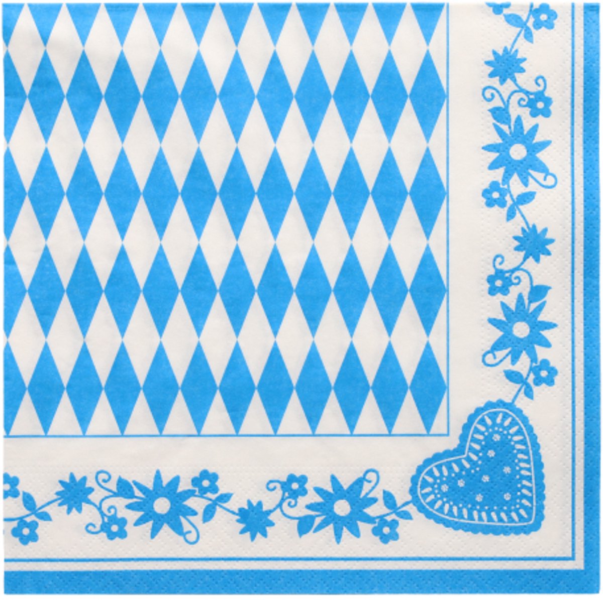 50 Servetten 3-laags 1/4 vouw 40 cm x 40 cm Beiers blauw