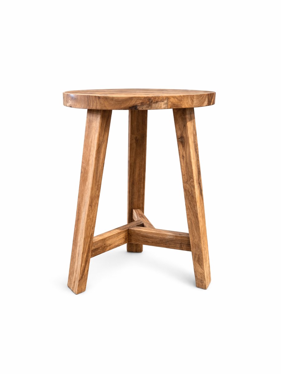 TeakOne - Round stool B - Krukje/bijzet stoel - Teak - Licht bruin
