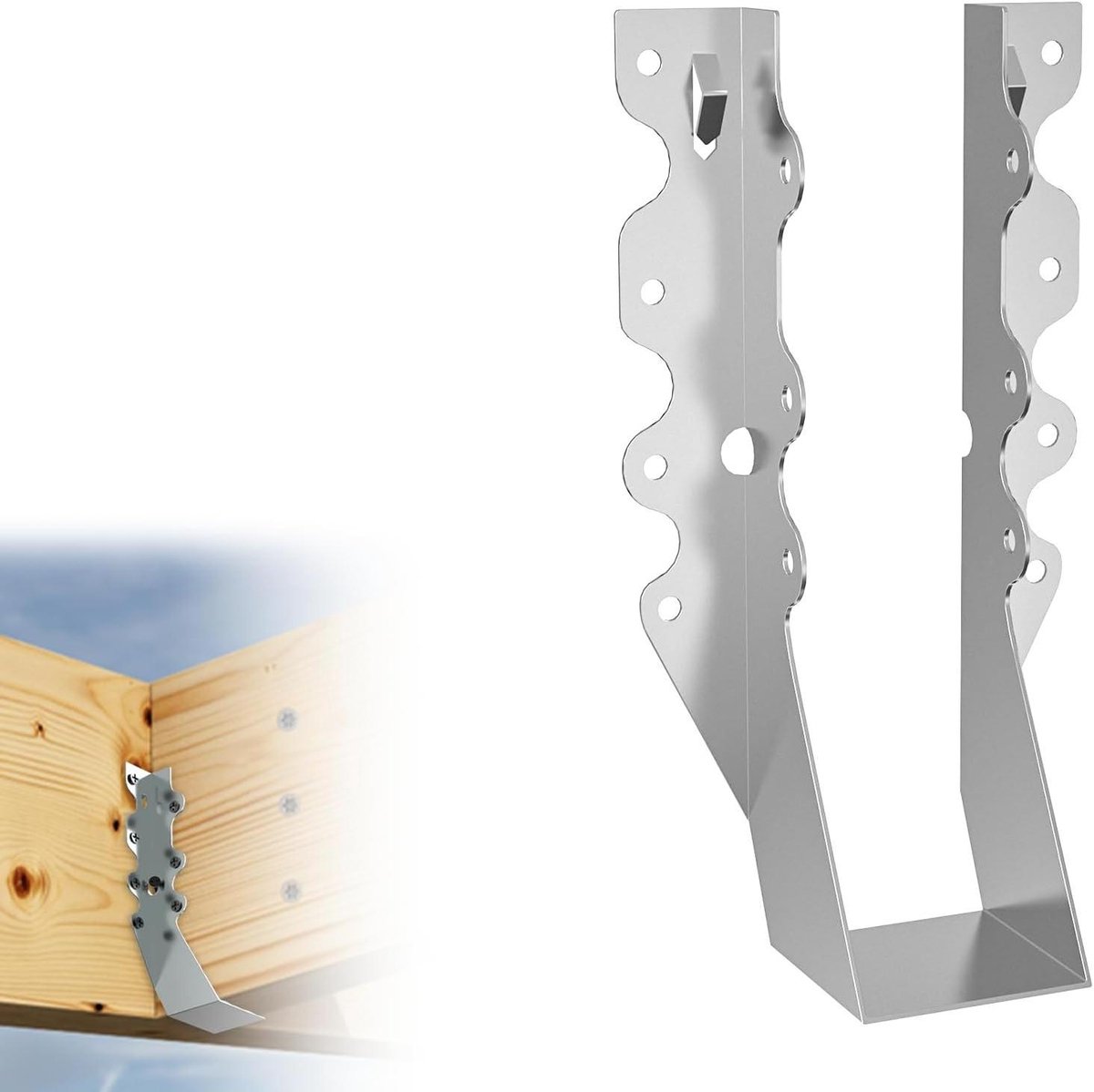 Balkdragers - Orkaanklemmen - Vloer en Plafond - Gegalvaniseerd Staal - 2x8 - Zilver