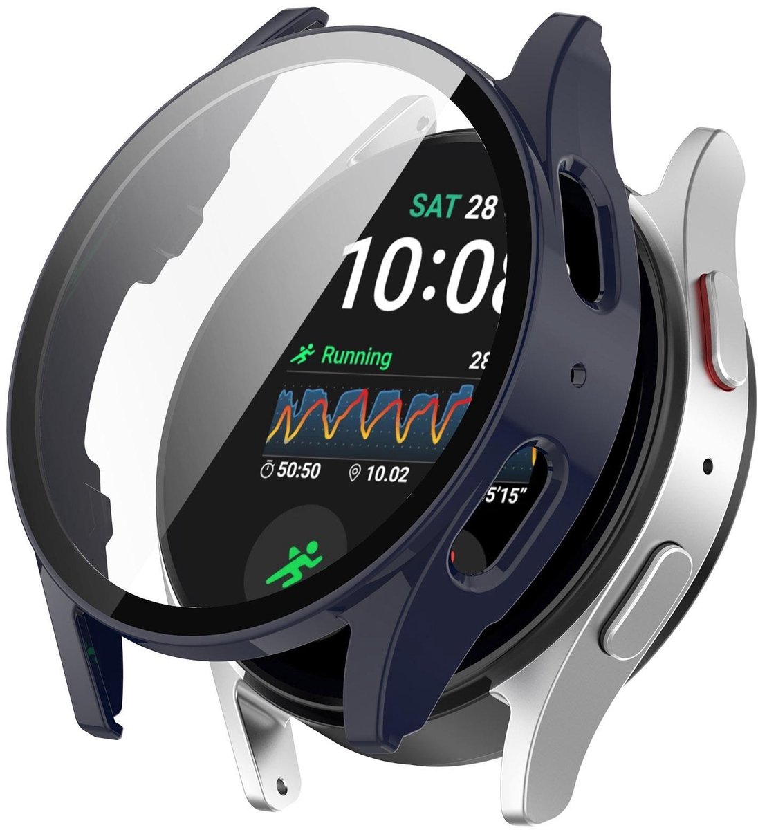 By Qubix - Hard case waterdicht - Donkerblauw - Geschikt voor Samsung Galaxy Watch 7 - 44mm