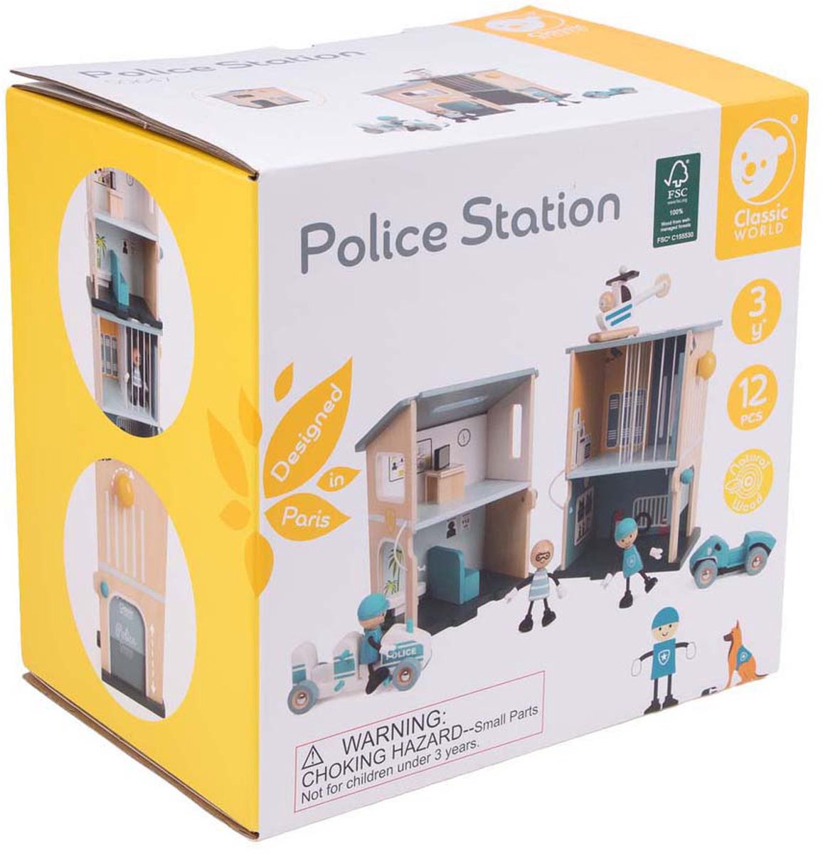 Classic World houten politiebureau speelset voor kinderen.
