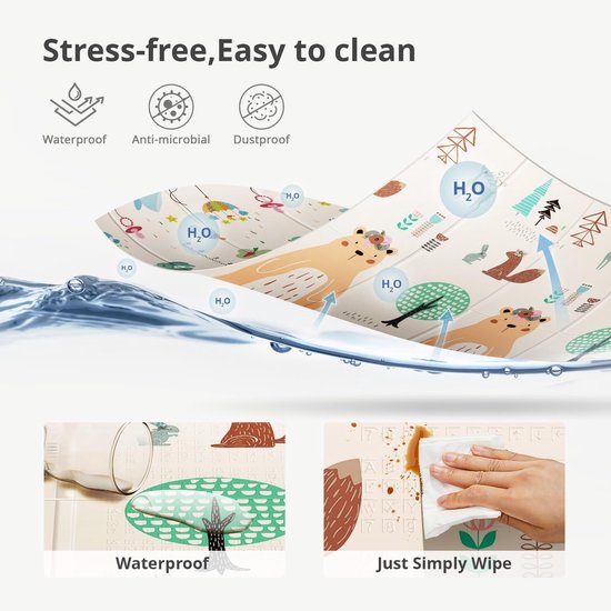 Opvouwbare extra grote kruipmat 200x180cm - waterdichte speelmat voor peuters met reistas play mat baby van Aliedee. — afbeelding 4