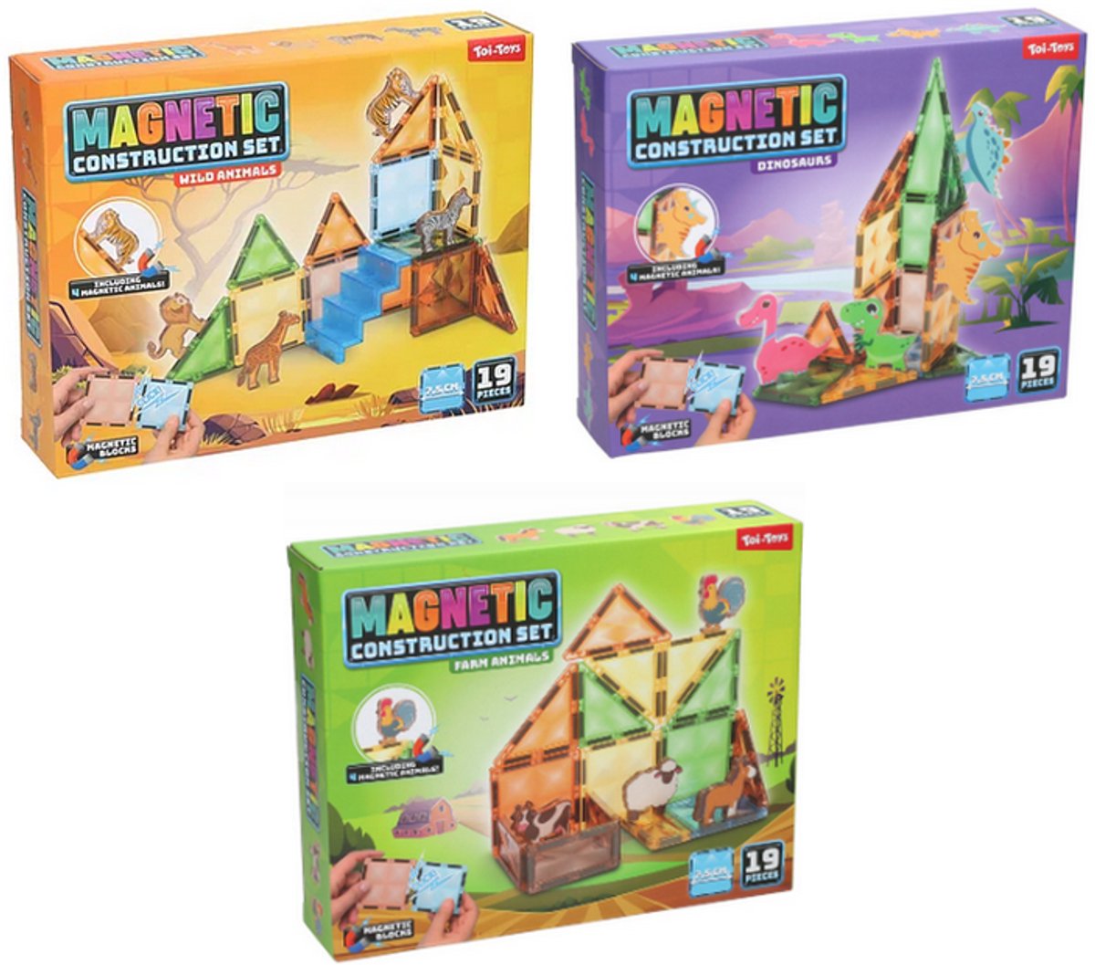 Toi-Toys magneet bouwset boerderijdieren - 19-delig speelgoed.