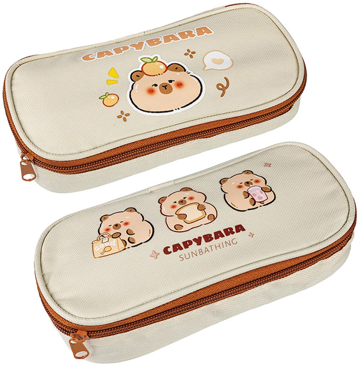 Centrum etui Capybara beige - schattige pennenetui polyester.