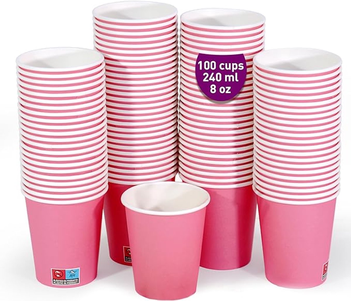 Ijsbeker - ijsbeker karton - 240 ml - Sterk en Stevig Karton - IJsbakjes - Papieren taartbekers - 100 Pcs - Roze - Party schepijs softijs ijsje zomer festival thema feest - van Imperatoris