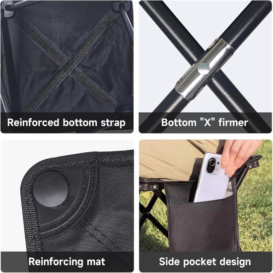 Viskrukje - Reiskruk - Opvouwbaar - 33 x 33 x 32 cm - Campingstoel - Strandstoel - Visstoel - Kruk - Vouwstoel - Opvouwbare stoel - Lichtgewicht Campingstoel - Outdoorkruk - Handig mee te nemen - Zwart van Merkloos — afbeelding 3