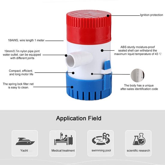 Allecto - Automatische Bilge Pomp - 750GPH - 12V Submersible Pomp - Geschikt voor Boot en Vijver - Hoog vermogen - Betrouwbaar en efficiënt - Ideaa... van Merkloos — afbeelding 3