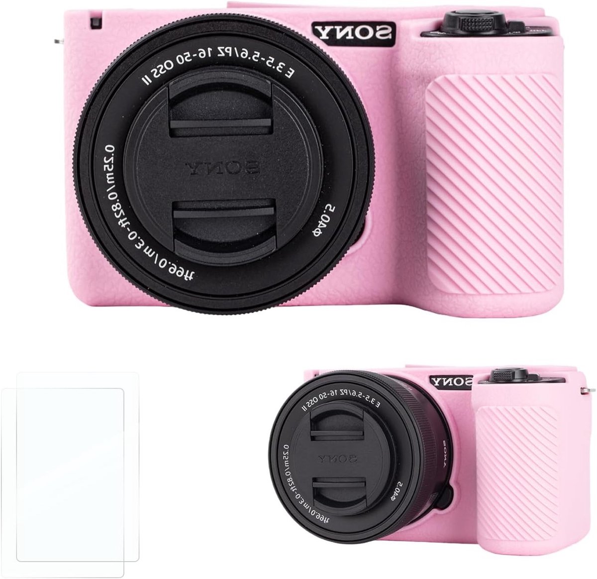 Siliconen Camera Case voor Sony Alpha ZV-E10 II met 2 Screen Protectors, Verbeterde Grip en Bescherming in Roze, Geschikt voor Fotografie en Videografie