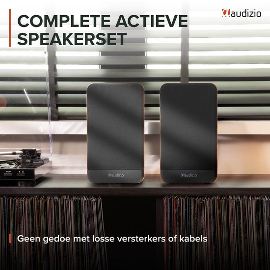 Boekenplank speakers - Audizio BS10 actieve speakerset - HiFi speakers met Bluetooth - 80W - Houtlook van Merkloos — afbeelding 2