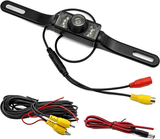 Autocamera met kentekenplaathouder, 8 infraroodlampen, stof-, water- en condensbestendig, HD nachtzicht achteruitrijcamera voor auto's, SUV's, vrachtwagens, campers en pick-ups.
