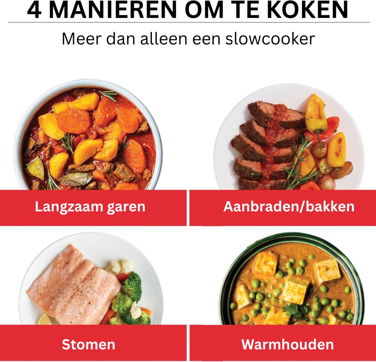 TopChoice® Slowcooker met Timer - Multicooker - Crockpot - 39x26x35cm - Zwart – foto 6