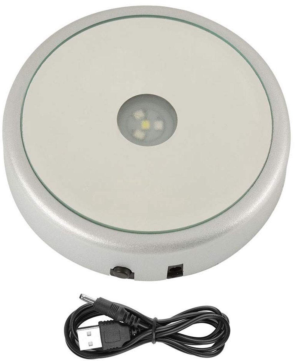 Allecto - LED Roterende Display Base - Kristallen Glaskunst - Ronde spiegel - Kleurrijke verlichting - Display Stand - Geschikt voor decoratie - US..