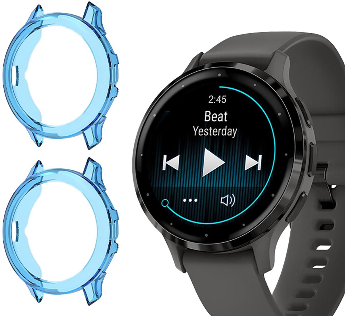 Store_7 - Hoesje - Compatibel met Garmin Venu 3S - Zacht en schokbestendig - Blauw - TPU Cover - Bescherming voor smartwatch - 2 stuks
