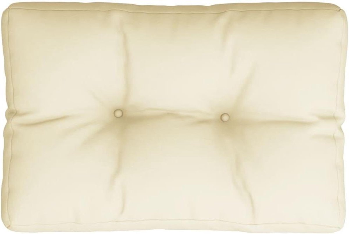 Pallet Kussen - Bank Kussen - Buiten Zitten - Duurzaam Polyester - 60x40x12 cm - Crème