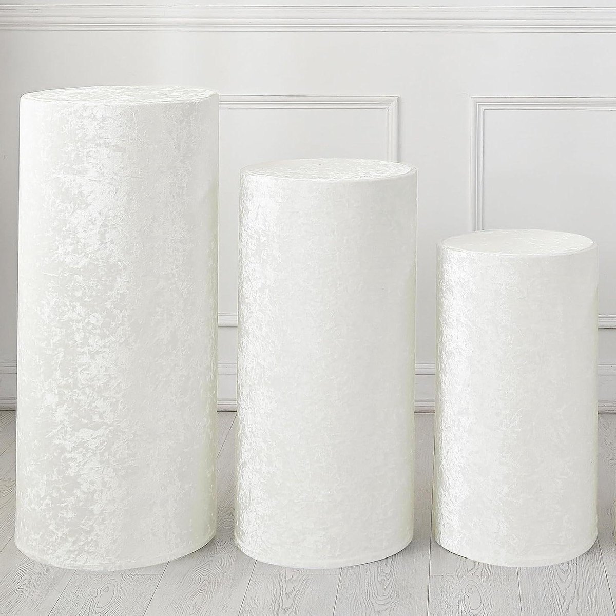 Cilinder Plinthoezen - Statafelhoezen Feest - Evenementen Decoratie - Kreukvrij Spandex Materiaal - 3 stuks L/XL/XXL - Wit