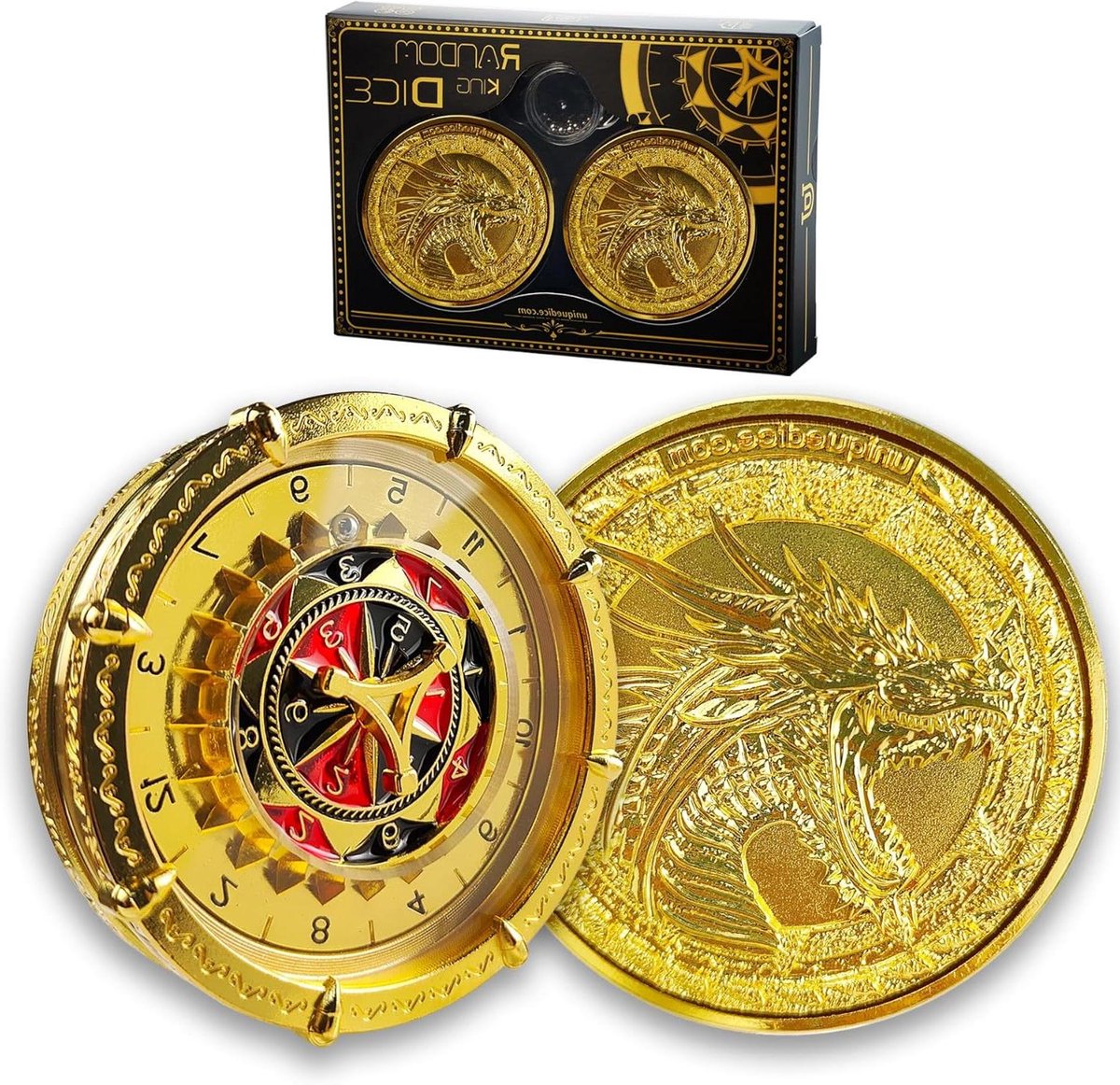 Dobbelstenen Set - Roulette Dobbelstenen - Rollenspellen Spelen - Creatief 7-in-2 Ontwerp - Reguliere Maat - Goud