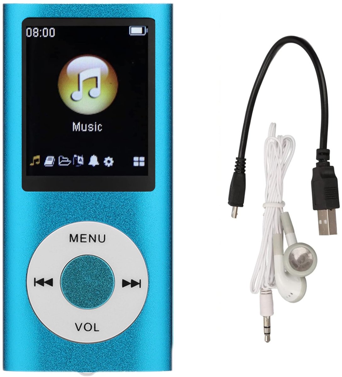 Store_8 - MP3-speler - Draagbare muziekspeler - Compact ontwerp - Blauw - Ondersteunt 64GB TF-kaart - HiFi lossless geluid - Geschikt voor muziek e...