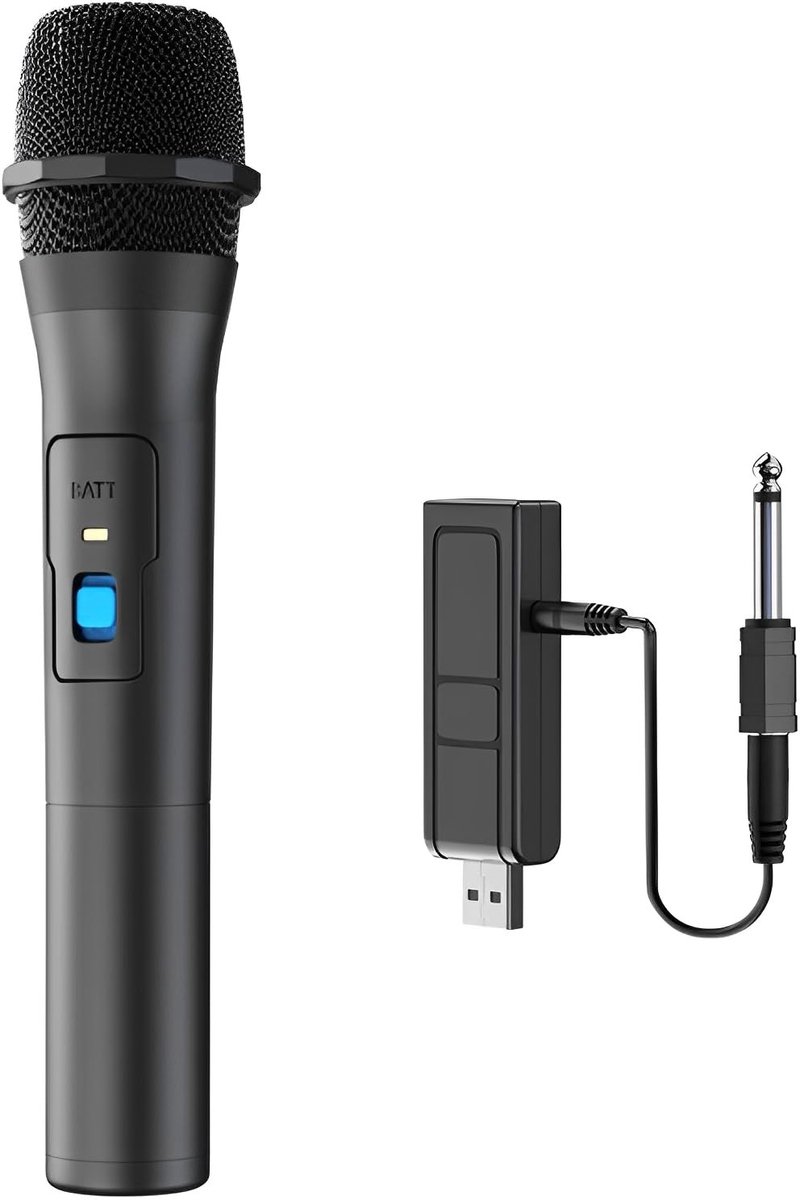 Allecto - Draadloze Microfoon - VHF Handheld Microfoonsysteem - Voor Karaoke - USB-ontvanger - Ideaal voor Bruiloften - Voor Zangklassen