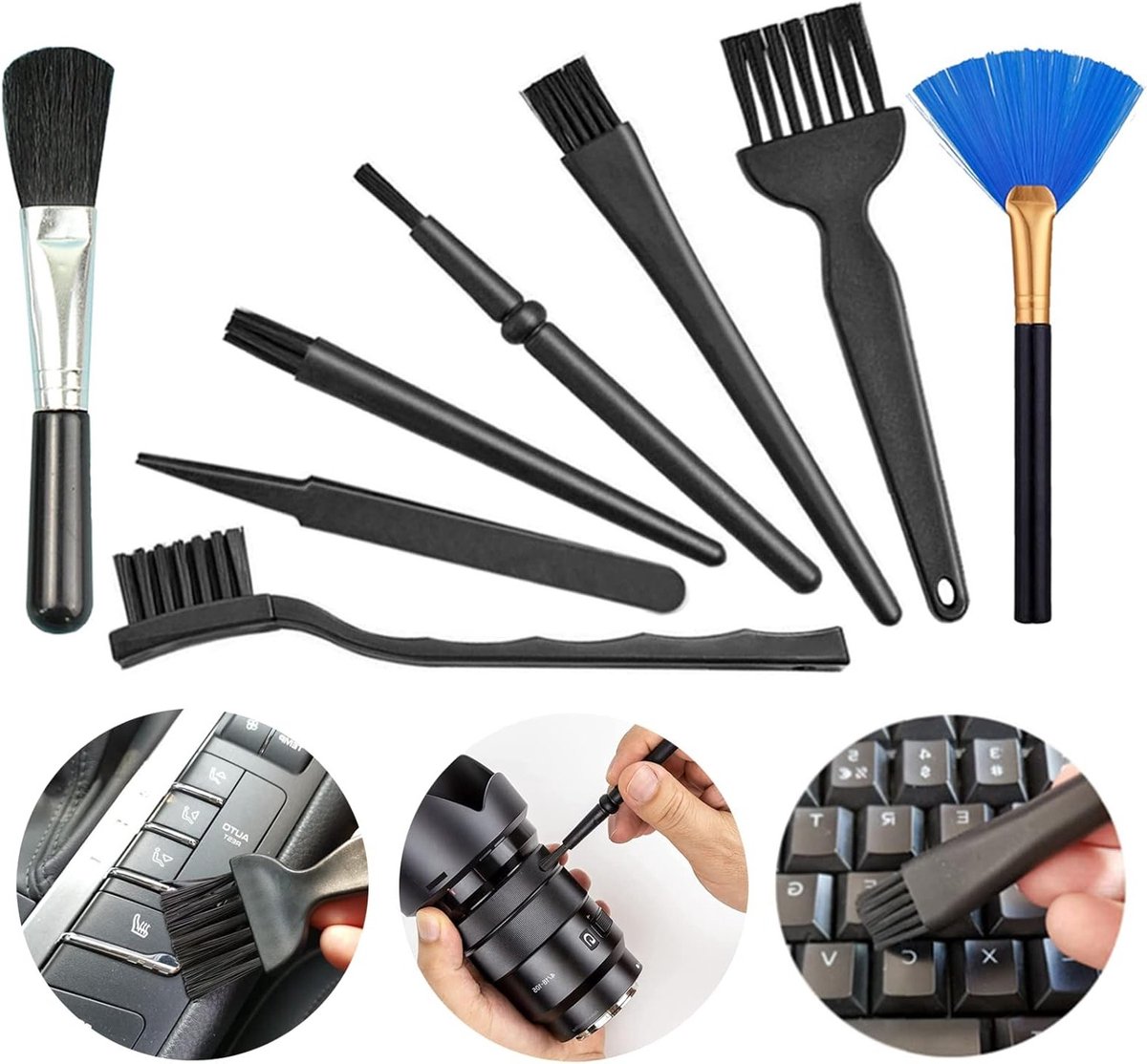 8 in 1 ESD Veilige Nylon Antistatische Borstelset voor Keyboard, PC, Laptop en Mobiele Apparaten