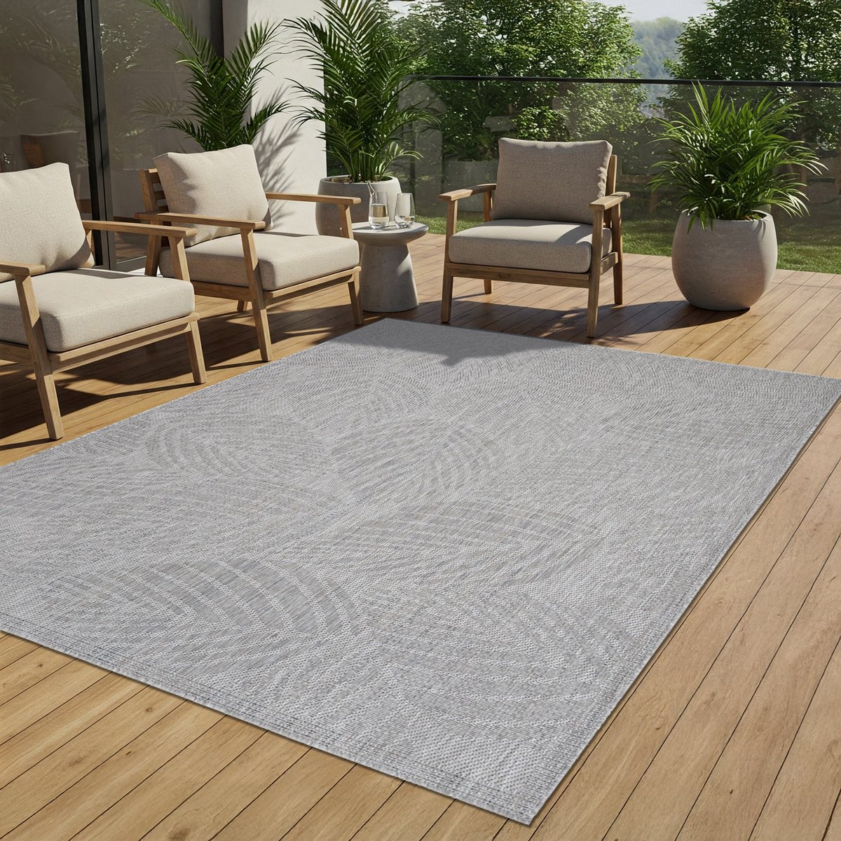Tapiso Melissa Buitenkleed Buitentapijt Grijs Vloerkleed Binnen Buiten Kleed Tapijt Maat- 200x290