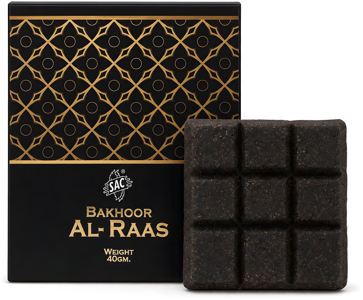 Kahil premium BAKHOOR AL RAAS wierookset 9 geperste blokjes wierook Zwart/ AL RAAS