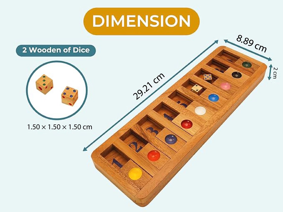 Bsiri Shut The Box - Dobbelspel - Tactiek- en Rekenspel (1-9) - Bordspel, Educatief Speelgoed, Leerspel voor Kinderen en Volwassenen - 1 Speler — cadeau in Spellen & Speelgoed - foto 8