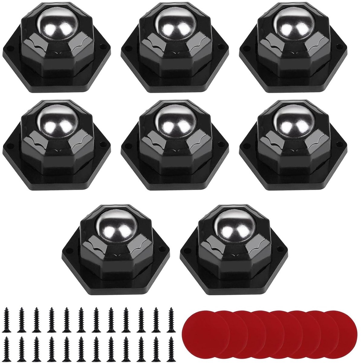8 Stuks Ball Rollers 20mm met Schroeven - 360º Zelfklevende Rollen voor Meubeltransport, Huishoudelijke Apparaten en Industriële Toepassingen