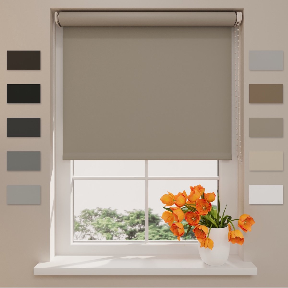 DTCH® Rolgordijn Verduisterend - Easy Match - Beige Grijs - 40 x 190 cm - Rolgordijn zonder boren - Maten van 40 t/m 240 cm breed