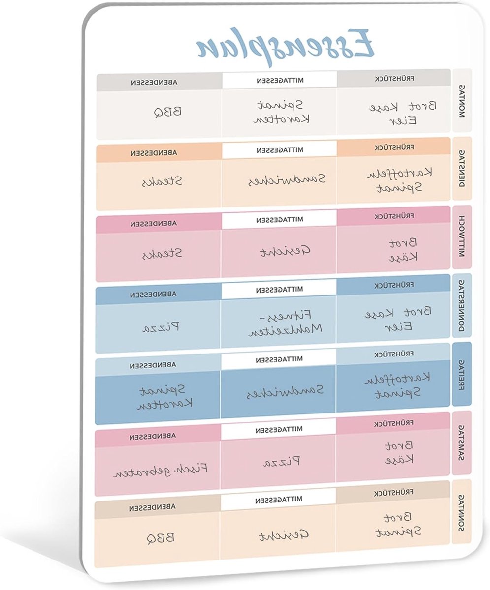 A4 Voedingsplanner voor het Gezin - Weekplanner met Magnetische Bord voor Ontbijt, Lunch en Diner, 21 x 30 cm, Herbruikbaar en Afwasbaar