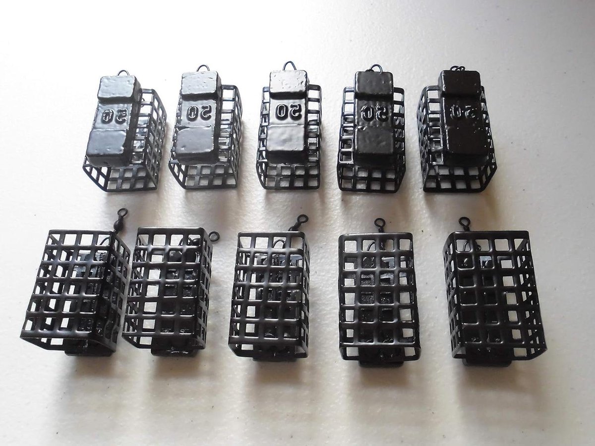 Metalen Kooi Feeders - Vierkante Voeders - Karper Vissen - Vast Gewicht - 10 Stuks 50 Gram - Zilver