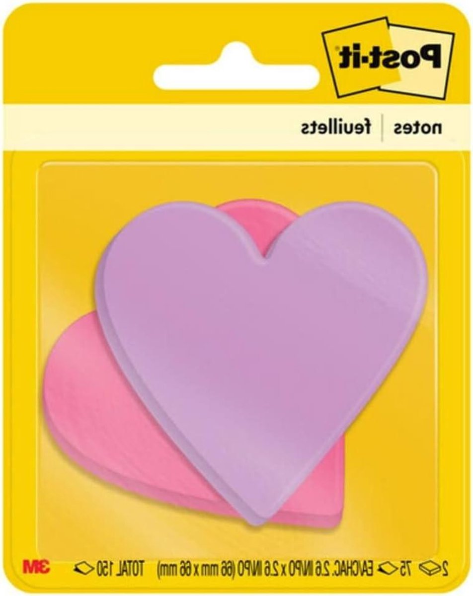 Hart Notitieblaadjes - Zelfklevende Vellen - Berichten Achterlaten - Super Sticky - 3x3 Inch - Roze