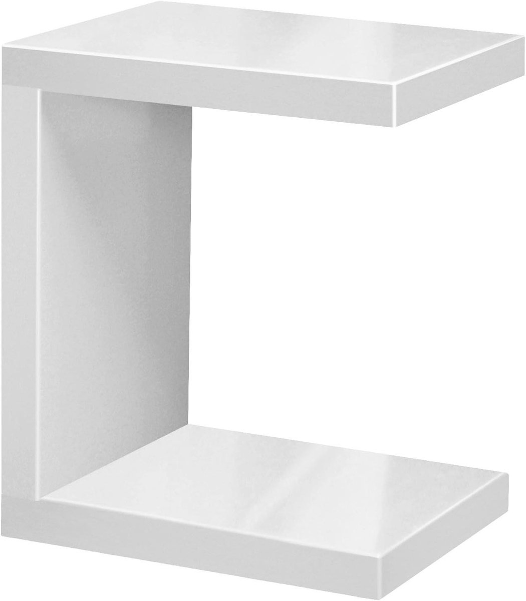 Bijzettafel U-vorm - Nachtkastje Salon tafel - Woonkamer Inrichten - Schroefloze montage - 40x50x58.4 cm - Wit