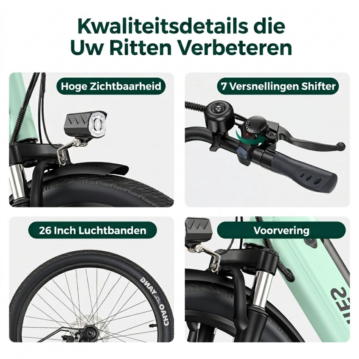 HillMiles Milecity 1 Elektrische Fiets - Motor 250W - Actieradius 80km - 26 Inch - Grijs - afbeelding 2
