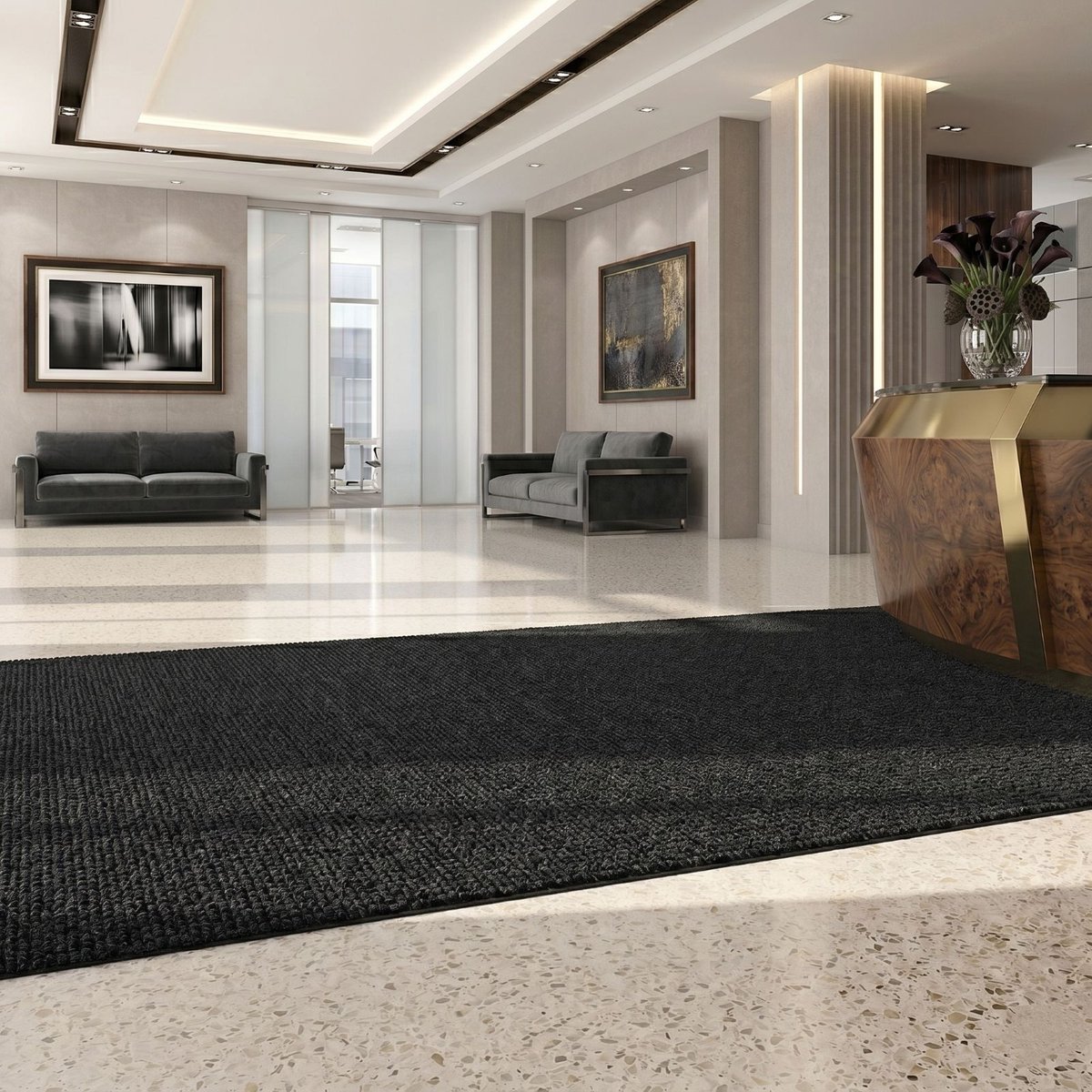 Floordirekt Vuilvangmat Hong Kong - Veelzijdig Inzetbaar - Antislip - Zwart - 120 x 300 cm - Stevig & Onderhoudsvriendelijk voor Binnen & Entree