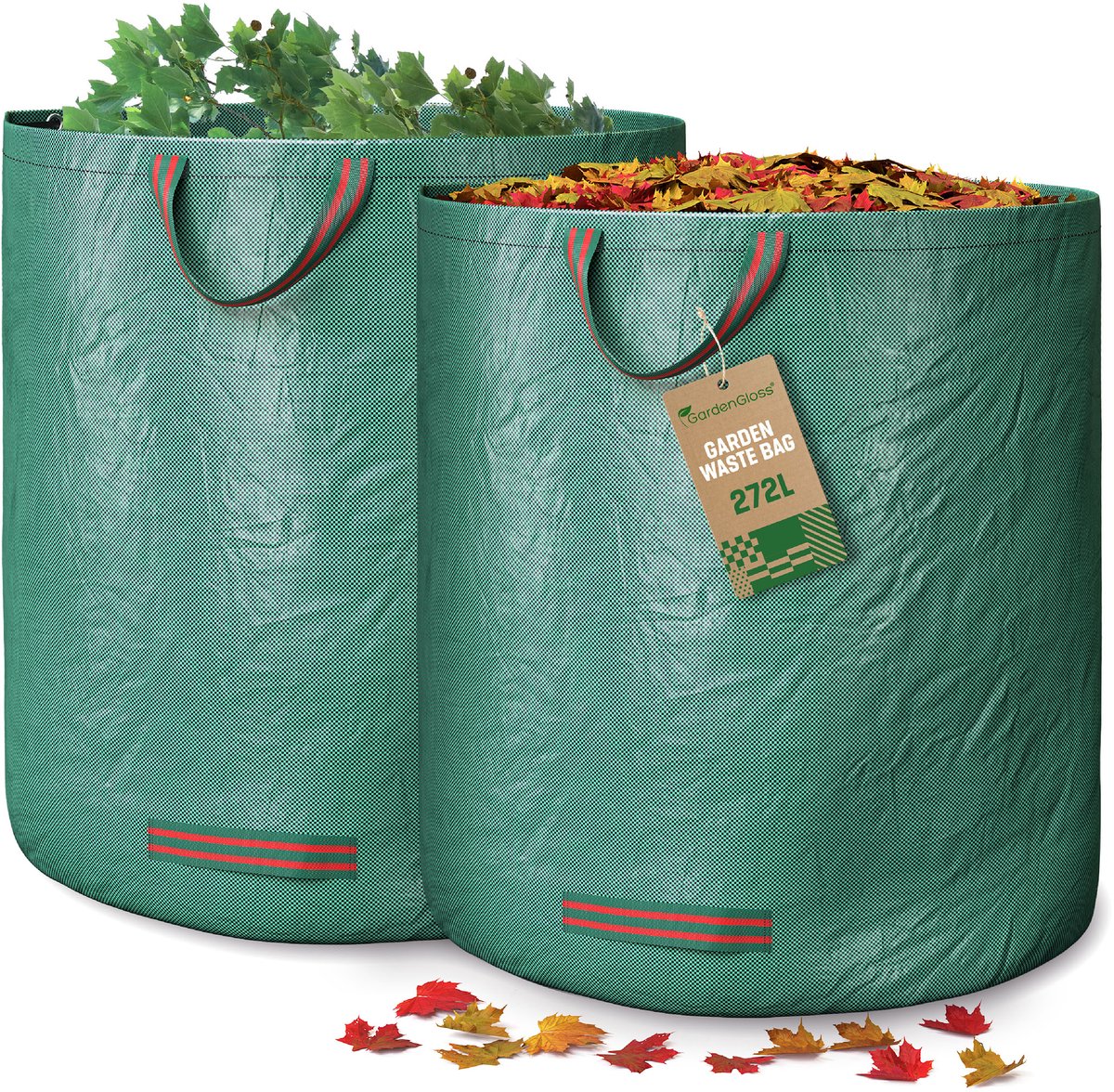 GardenGloss® 2x Tuinafvalzak Met Grepen - 272L Hoge Capaciteit - UV-Stabiel En Waterafstotend - Herbruikbare En Stabiele Tuinzak