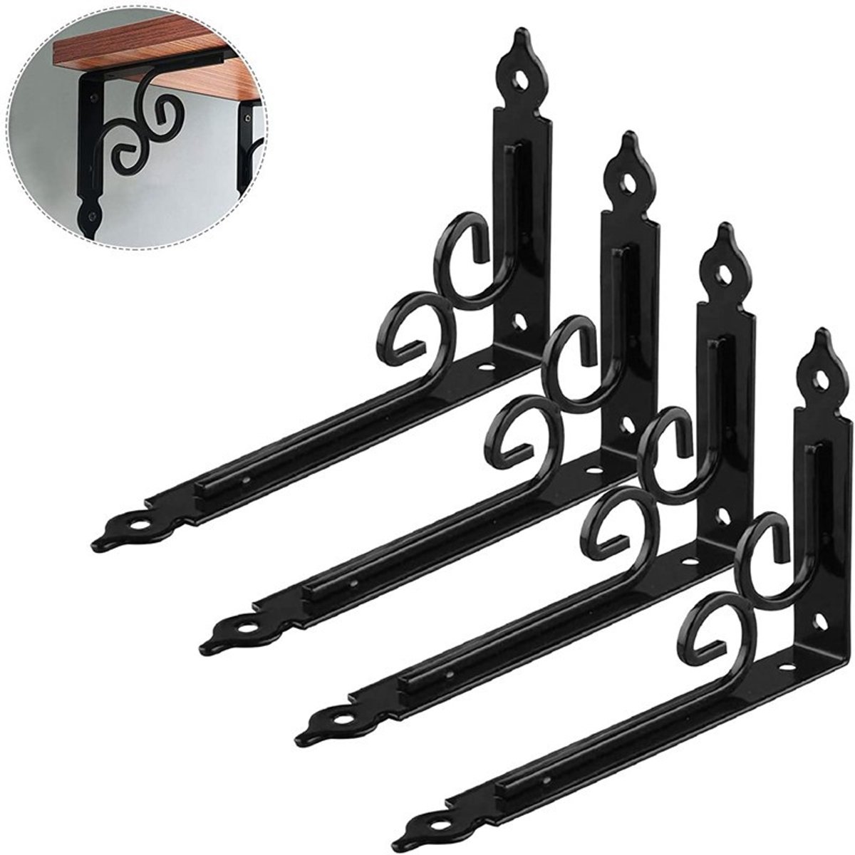 Oneay Set van 4 zware plankdragers, zwart, haakse driehoekige plankdragers van 90 graden, wandmontage, ophangframe, 11,4 x 15 cm