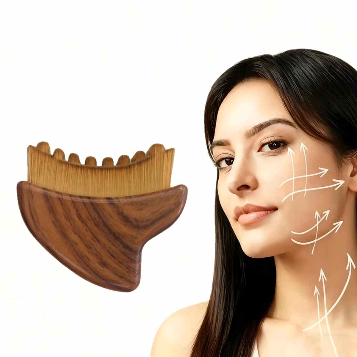 Houtkleurige Contour Borstel voor Lymfedrainage - Zachte Natuurlijke Vezel Massageborstel voor Gezicht - Lichaam en Hoofdhuid, Geschikt voor Verbeterde Doorbloeding, Verminderen van Zwelling - Huidverzorging en Dagelijkse Ontspanning