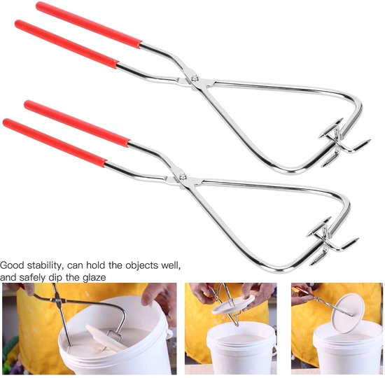 Allecto - Pottery Enamel Dipping Pliers - RVS met Rubber Handvat - 2 Stuks Pottery Tools van Merkloos — afbeelding 4