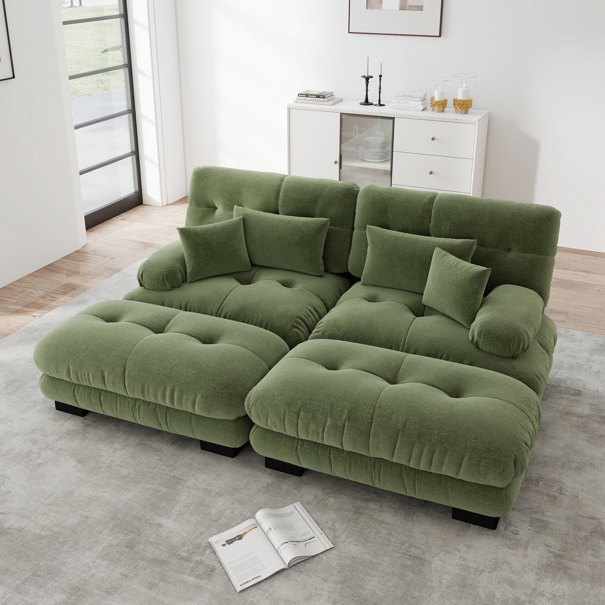 MODFU Modulaire Bank - Diepe Zitting - Afgeronde Armleuningen - Woonkamer - Meubelstof - G